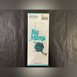 Vintage Pair of Big Mama Extra Wide Top Knee Highs Reinforced Toe White